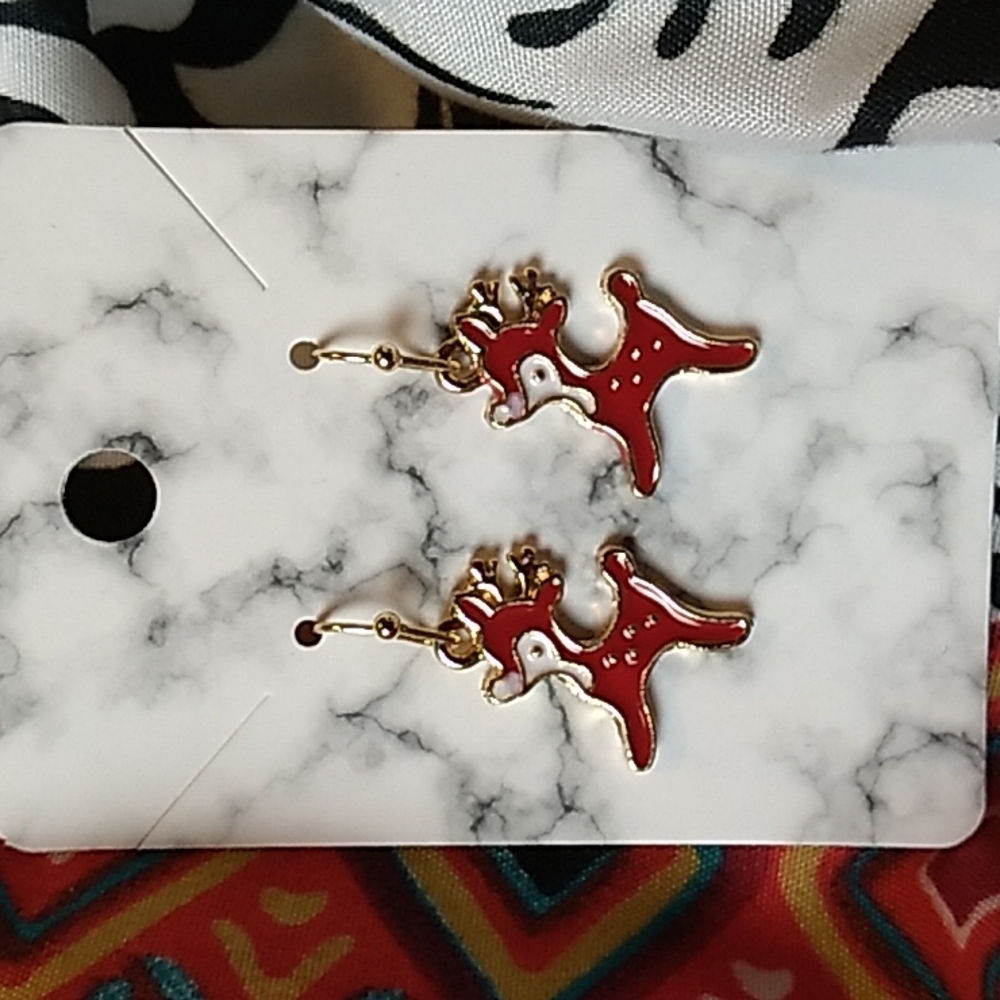 Hypoallergenic earrings Christmas Reindeer Earrings. .5 x 1 inches
